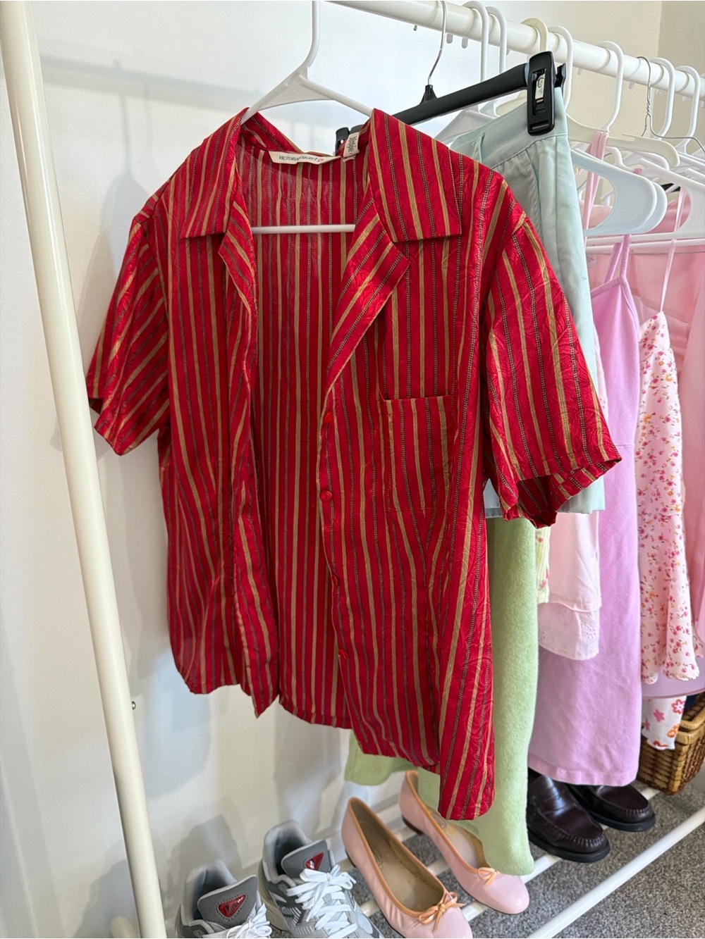 Victoria’s Secret Red Striped Short-Sleeve Shirt